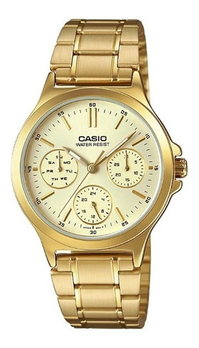 Reloj de pulsera Casio LTP-V300G-9AUDF de cuerpo color dorado, analógico, para mujer, con correa de acero color dorado