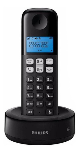 Imagen 1 de 6 de Teléfono Philips D1311B/77 inalámbrico - color negro