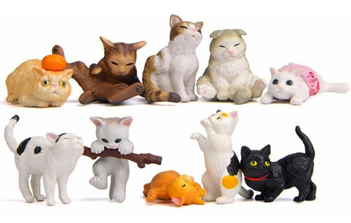 Blingparty Juego De 10 Figuras De Gato, Diseño De Gatito Kaw