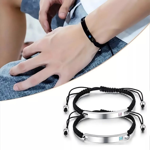 Pulseras Trenzadas Para Parejas Ajustables Inoxidable 2pzs