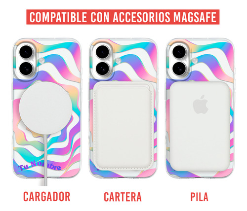 Funda Para iPhone Magsafe Tu Nombre Mujer Curvas Colores