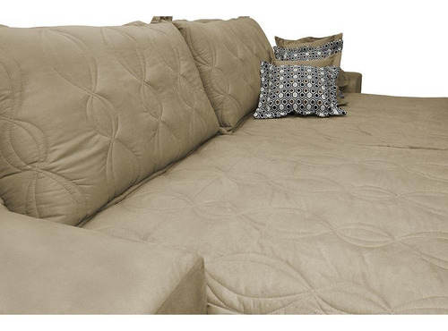 Sofá Retrátil 2,12m Pocket Cama Inbox Supreme Suede Bege