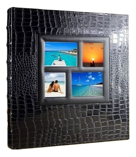 Álbum De Fotografias Gigante Luxo Para 600 Fotos 10x15cm Cor Preto Crocodilo