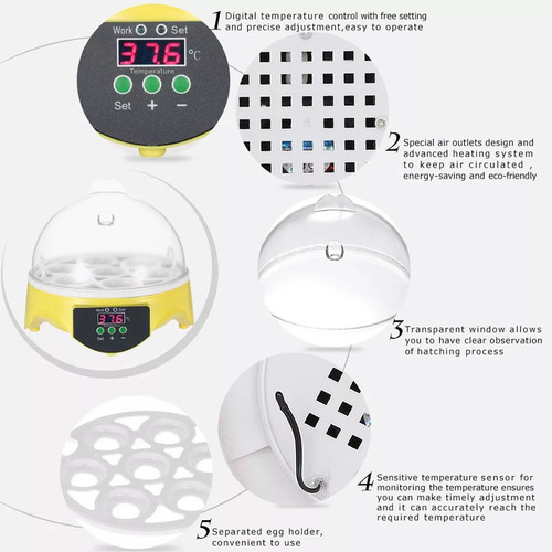 Mini Incubadora Inteligente De Pintinhos 7 Ovos 110v