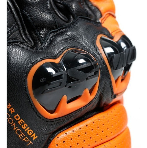 Luva Dainese Impeto Preto - Laranja Couro De Cabra Tamanho M