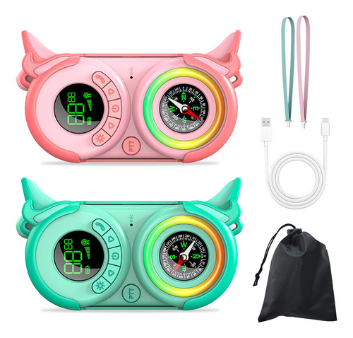 Walkie Talkies Radios Para Niños Carga Usb Y Brújula 2piezas Color Pink And Green