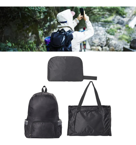Mochila Plegable Plegable Para Acampar Viajando Negro