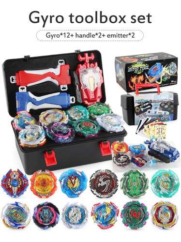 Battling Tops Box Set, Burst Gyro Toys 12 Spinning Tops 2 La