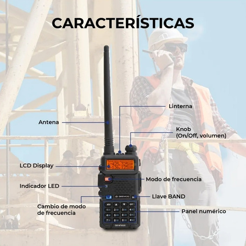 Imagen 6 de 6 de Handy Walkie Talkie Recargable Daewoo 16 C Manos Libre Radio