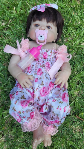 Boneca Bebe Reborn Cabelo Castanho Ótimo Estado (Usado)