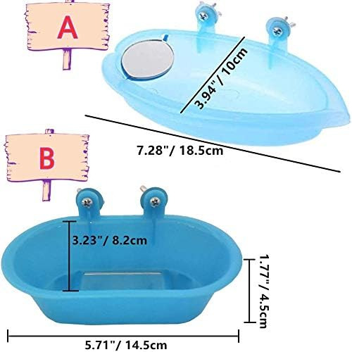 2 Pcs Bañera Para Pájaros Con Espejo Juguete Loro Ducha Bañe