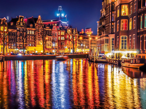 Amsterdam Canal De Noche Rompecabezas 500 Pz Clementoni