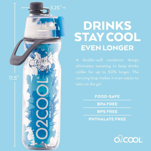 Botella De Agua Nebulizada O2cool Mist 'n Sip 2 En 1 Mist...