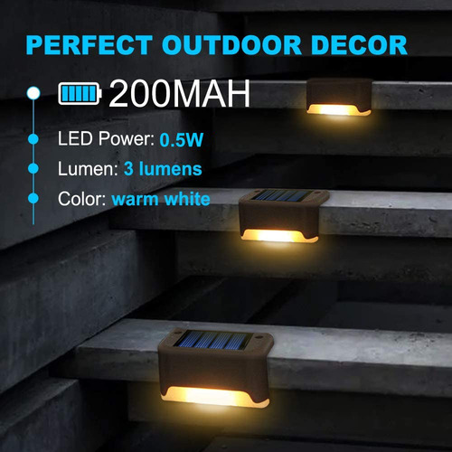 I 8pcs Lámpara Solar Led Sendero Escalera Luz De Pared Al