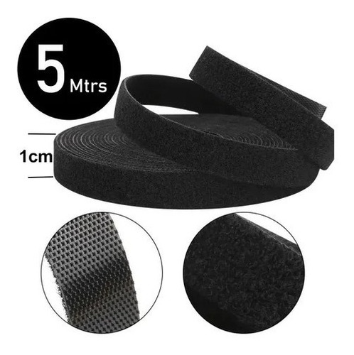 Cinta Organizador De Cables Velcro 1cm Ancho X 5 Mts Largo