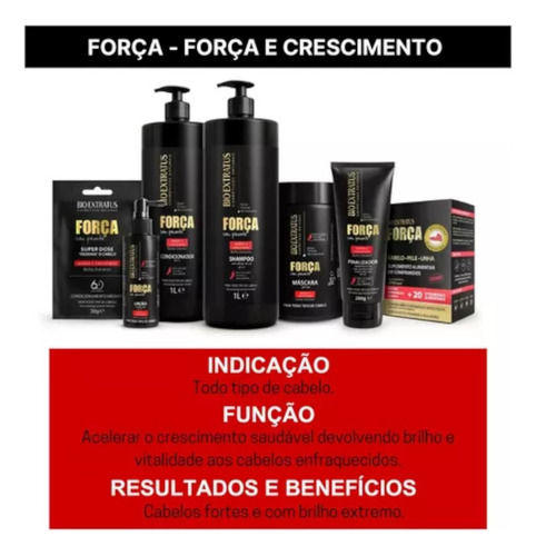Kit Força Pimenta Shampoo Condicionador 350ml Máscara 1kg