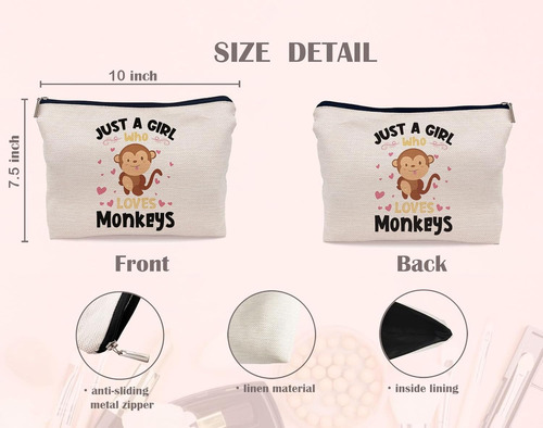 Bolsa De Maquillaje Con Texto 'just A Girl Who Loves Monkeys