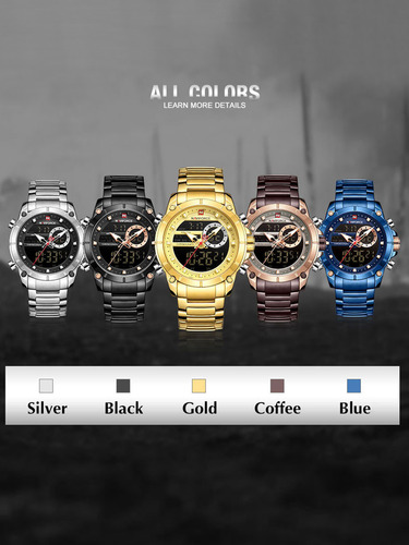 Reloj Deportivo Empresarial Analógico Con Cronómetro Digital