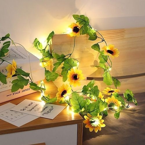 Plantas Artificiales Con Luz Led Usb Enchufe 10mt Decoración