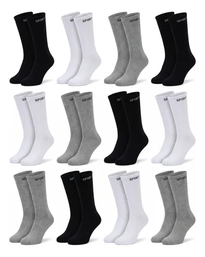 12 Pares De Meias Masculinas Cano Alto Grossa Algodão Oferta