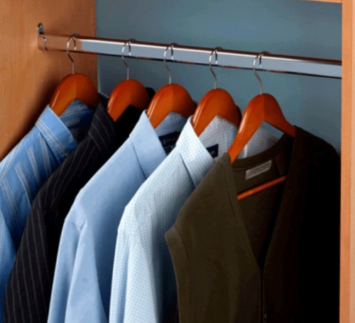 Imagen 4 de 8 de 1 Barra Colgante Ovalada Closet C/ Soporte 60 Cm Cromada