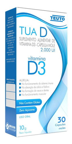 Vitamina D3 Suplemento Alimentar Tua D 30 Cápsulas - Teuto