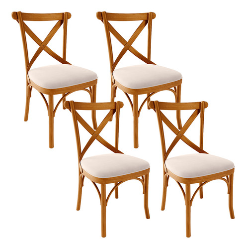 Kit 04 Cadeiras Para Sala de Jantar e Estar Living Estofada Ávila L02 Suede Bege