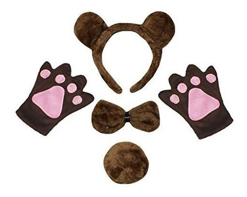 Petitebella Oso Marron Diadema Bowtie Tail Gloves Disfraz D