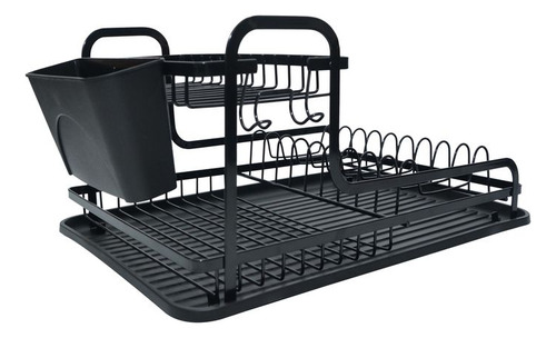 Escurridor De Platos Acero 2 Niveles Negro Hogar Actual