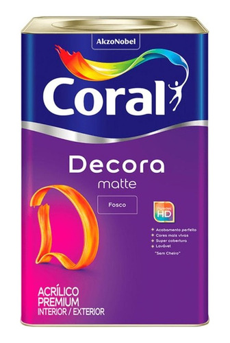 Tinta Acrílica Fosca Decora Coral Cores Básicas 16l