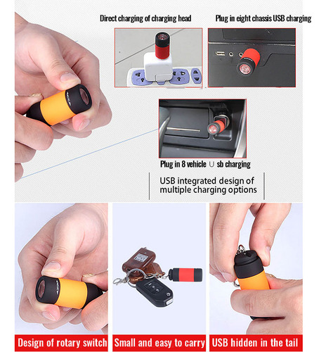 Chaveiro Torch Mini Usb Recarregável E Led