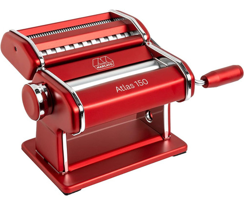 Máquina De Pasta D/manivela C/cortador; Marcato Atlas; Rojo