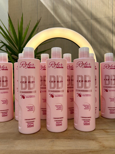 Bb Cream Capilar Protetor térmico Pré Escova Defrizante Sem Enxágue Leave In Mulltifuncional Rofer Profissional 500ml