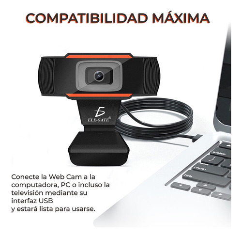 Camara Webcam Usb Para Computadora Pc Lap 480p Microfono Negro