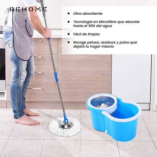 Mop Giratorio Mágico - Cubeta Con Exprimidor - Trapeador