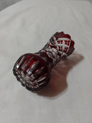Antiguo Florerito Cristal Bordo Base Bronce