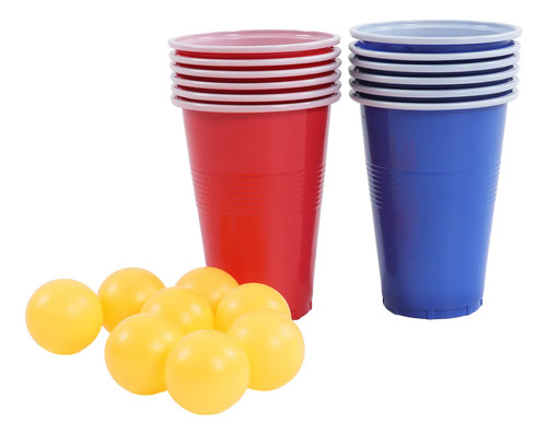 Kit Paquete 12 Pelotas Ping Pong 24 Vasos Juego Beer Pong