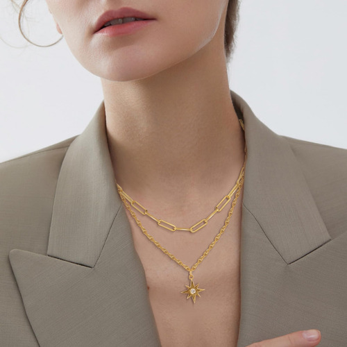 Jzwuyan Collares En Capas Starburst De Plata Para Mujer De