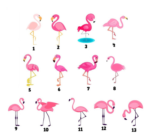 Imagem 1 de 2 de 100 Tags, Topper, Apliques Para Festas Especiais  - Flamingo
