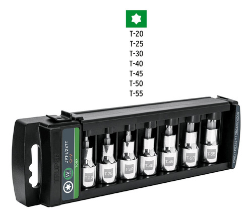 Juego De 7 Dados Cuadro 1/2 Punta Torx, Truper