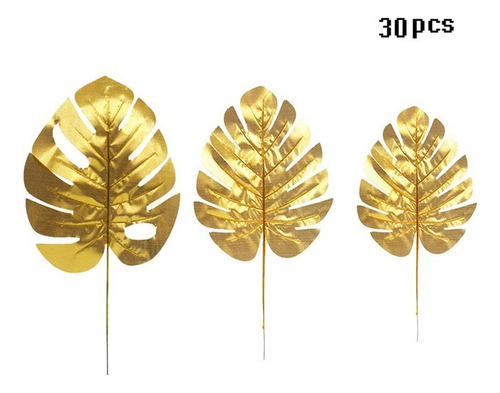 30 Plantas Artificiales, Hojas De Palma, Color Dorado