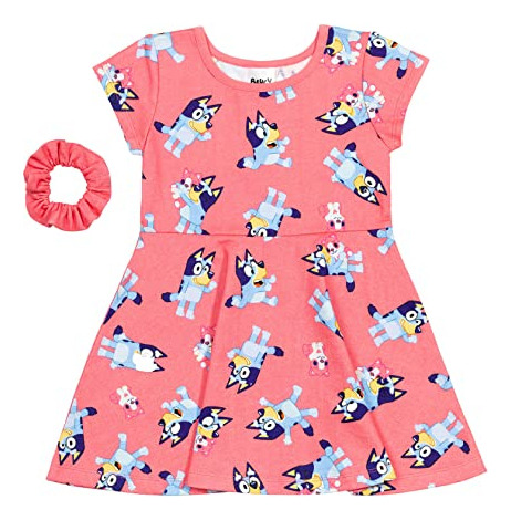 Vestido De Manga Corta De Felpa Francesa Bluey Big Para Niña