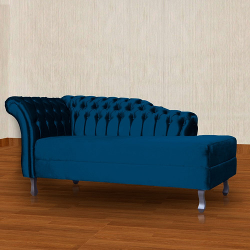 Recamier Divã Styllus Lado Direito Veludo Azul Marinho