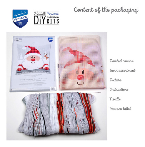Kit De Almohada Navideña De Punto De Cruz Con Diseño De Sant