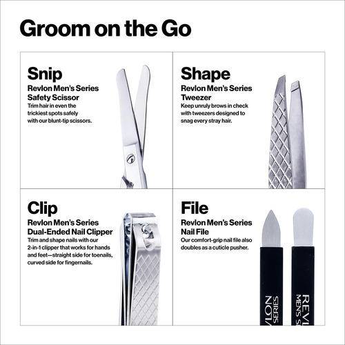 Kit De Aseo Revlon Para Hombre, Cortaúñas, Tijeras Y Pinzas