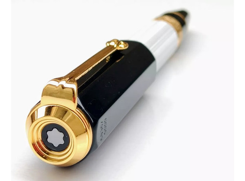 Caneta Montblanc De Luxo Branco E Doudado Branco Preto (Usado)