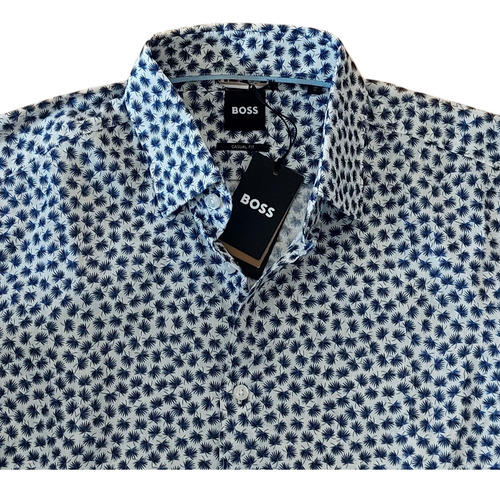 Camisa Boss Floreada Lino / Algodón Chica 15 - Casual Fit !!
