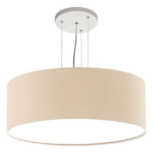 Lustre Pendente Redondo Cúpula Em Tecido 50x15 Cor Cru