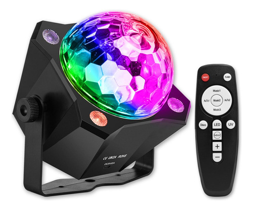 Party Lights Disco Ball Con Linterna Uv Y Sonido Activado