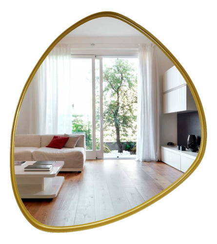 Espelho Orgânico Moderno Com Moldura Metal 94x87cm Médio Moldura Dourado